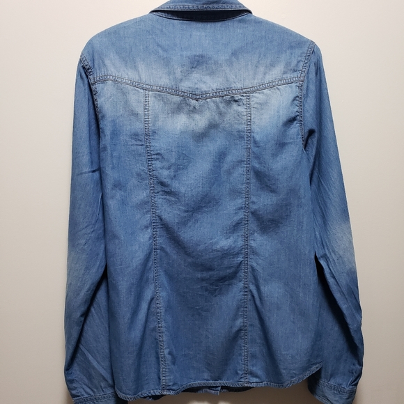YMI Denim Jean Shirt Dark Cotton Silky Pearl Snap Buttons Women's XL - Picture 2 of 8